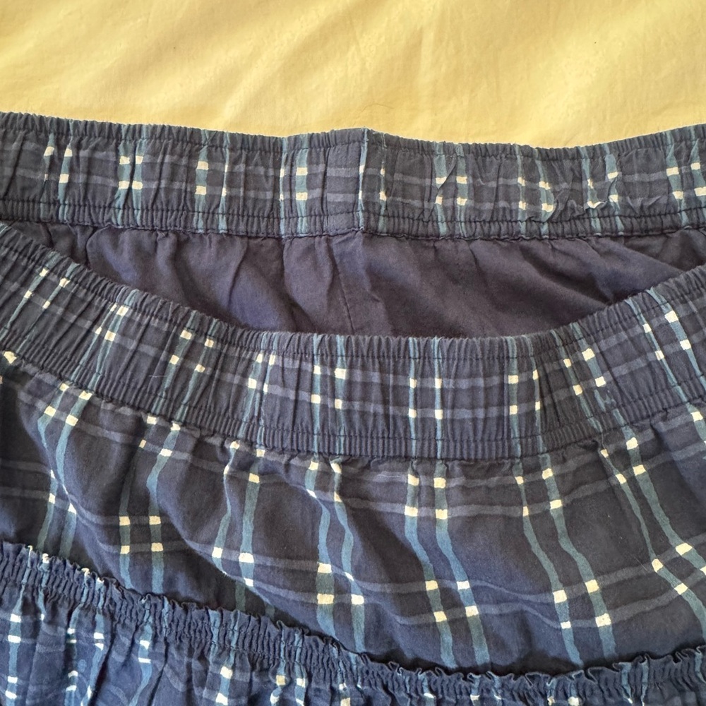 Madewell Navy Plaid Gathered Skir - Picture 4 of 7
